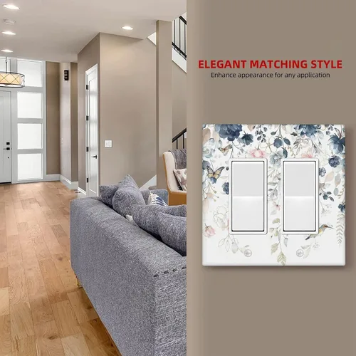 Miniatura 96 de Decorative Outlet Covers Blue Background White Cat Daisy Floral 2-Gang 1-Gang Wall Plate Single Toggle/Rocker Farmhouse Style Light Switch Covers