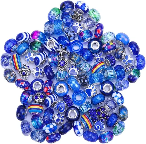 Miniatura 28 de Espaciador de agujeros grandes europeos con cuentas de hadas con diamantes de imitación para manualidades, pulseras y bisutería
