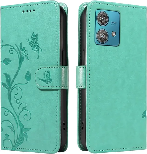 Miniatura 91 de Funda para Motorola Moto E22/E22i, piel sintética, con tarjetero y correa para la muñeca, a prueba de golpes, funda magnética para Motorola Moto Rojo