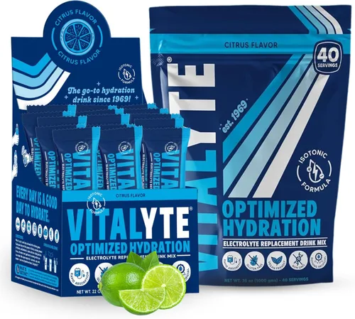 Miniatura 10 de Vitalyte Mezcla de bebida en polvo de electrolitos, 1 bolsa de pie + paquete de 25 unidades, mezcla de bebida en polvo sin gluten (combino, uva)