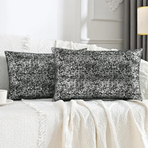 Miniatura 34 de JELLYMONI Juego de 2 fundas de almohada decorativas brillantes, fundas de almohadas decorativas con purpurina dorada de 16 x 16 pulgadas para sala