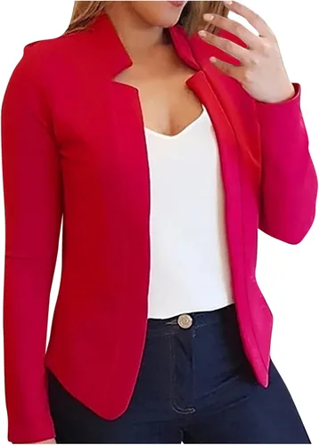 Miniatura 15 de Chaquetas ligeras para mujer, estilo casual, manga larga, frente abierto, chaqueta elegante, para trabajo, oficina, trajes profesionales