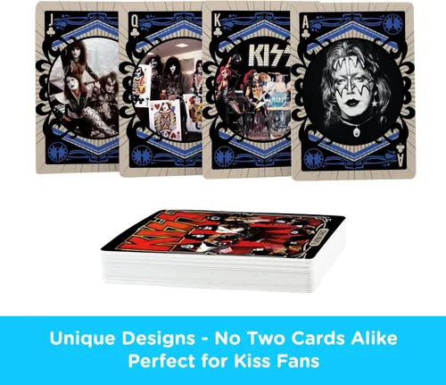 Miniatura 3 de AQUARIUS KISS - Naipes de tamaño estándar, baraja temática con 52 diseños únicos de bandas de rock, regalo de mercancía coleccionable