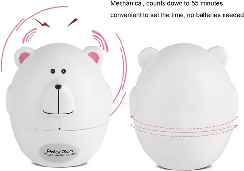 Miniatura 4 de Temporizador mecánico de cocina con formas de animales lindos mecánicos, suministros de cocina de 55 minutos, temporizador de dibujos animados