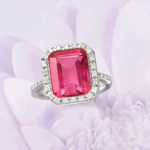 Miniatura 4 de Ross-Simons Anillo de topacio rosa de 6.50 quilates y diamantes de .25 qt t.w en plata de ley