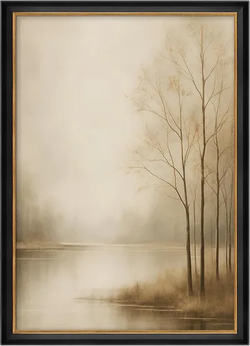 Miniatura 260 de MUDECOR Lienzo enmarcado prémium para pared, pinos nevados en bosque de invierno, ilustraciones modernas, arte contemporáneo, escénico, divertido