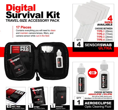Miniatura 8 de Photographic Solutions Kit de supervivencia digital - Hisopos de sensor tipo 3 (0.945 in), toallitas fotográficas PEC-PAD, paquete de limpieza