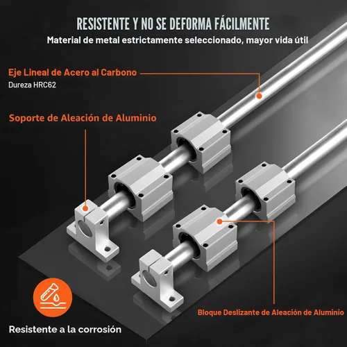 Miniatura 3 de VEVOR Riel Lineal Deslizante SFC20-1000mm 2 PIEZAS 39.4 in/1000mm Rieles de Guía SFC20 4 PIEZAS Bloques de Deslizamiento SC20 4 PIEZAS Soportes