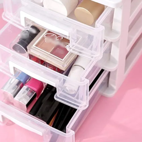 Miniatura 5 de Gatuida Organizador de cajones transparentes para maquillaje y cosméticos, mini caja de almacenamiento de plástico para escritorio, color negro