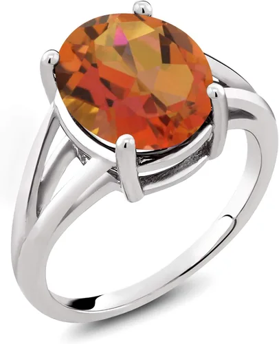 Miniatura 72 de Gem Stone King Anillo solitario con piedra preciosa de 3.00-7.00 quilates Plata de ley 925 Ovalado de 0.47 x 0.49 pulgadas Anillo