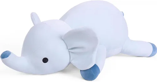 WeBingo Animales de peluche de elefante con peso de 24 pulgadas, 4.2 libras, felpa azul con peso para niños, adultos, niños y niñas, lindo juguete
