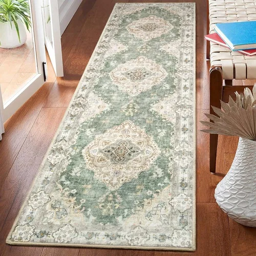 Miniatura 30 de Alfombra Verde MUJOO de 8'x10', Alfombras de Área para Sala de Estar, Alfombras Lavables, Alfombra Grande de Área, Alfombra Boho de Área de 8'x10
