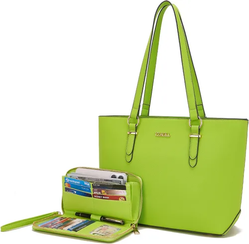 Miniatura 13 de YZAOLL Bolsos para mujer de cuero sintético, medianos y grandes, bolso de hombro, cartera, juego de bolso de mano y billetera