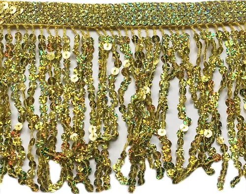 Miniatura 9 de Lauthen.S Borde de flecos de lentejuelas de 9.8 yardas, borlas de lentejuelas de 6 pulgadas para manualidades, vestido latino, adorno de ropa