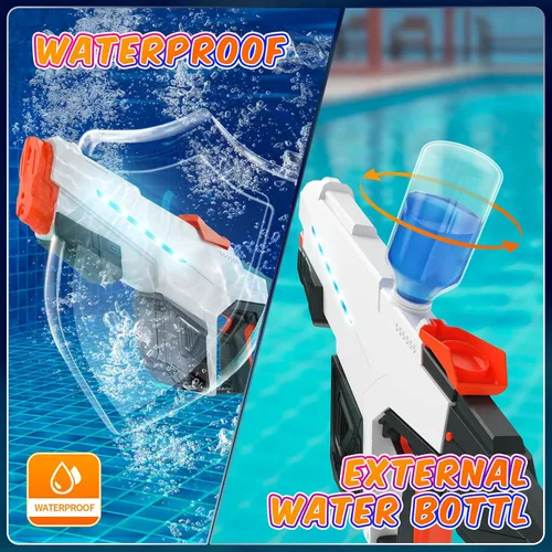 Miniatura 4 de Skirfy Pistola de agua eléctrica para adultos y niños, batería modular de succión de agua automática para exteriores, pistolas de agua más grandes