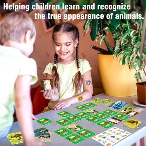 Miniatura 5 de YTSQLER Juego de emparejamiento de animales para niños 100 piezas Juego de cartas de memoria para niños pequeños Actividades de aprendizaje