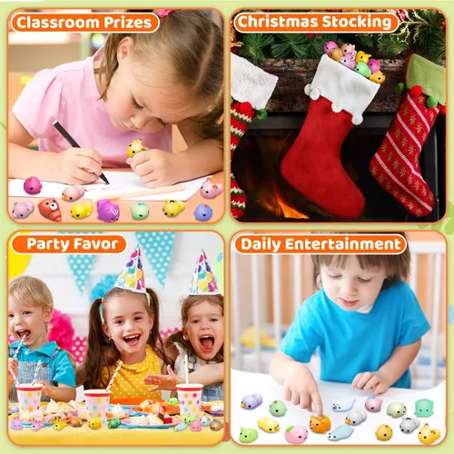 Miniatura 3 de Dioju 110 juguetes esponjosos Mochi, mini Kawaii Squishies a granel, juguetes sensoriales para ansiedad, bolsa de golosinas, recuerdos de fiesta