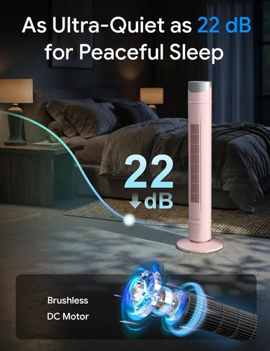 Miniatura 55 de ZAFRO Ventilador de torre inteligente para dormitorio, ventilador de torre oscilante de 120°, 28 pies/s de alta velocidad, 12 velocidades, 4 modos