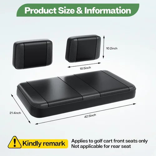 Miniatura 6 de T TGBROS Fundas de asiento de carrito de golf para Yamaha Club Car EZGO Ordinario Cojín de asiento delantero trasero impermeable de cuero de vinilo