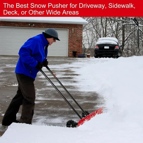 Miniatura 6 de Brewin Tools - Pala de nieve de 38 pulgadas para calzada, Brewin SnowPro resistente bidireccional con ruedas y hoja angular para una eficiente