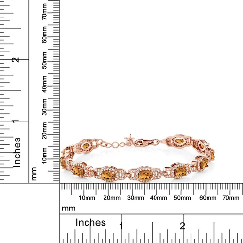 Miniatura 52 de Gem Stone King 18K Rose Gold Plated Silver Oval Gemstone Birthstone Tennis Bracelet For Women Oval 6X4MM 7 Inch With 1 Inch Extender Fine