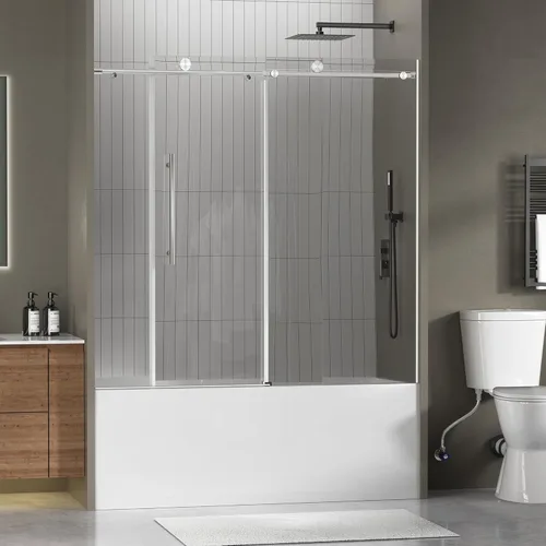 Miniatura 14 de Findepot 44-48" W x 75" H Frameless Sliding Shower Door, Shower Glass Door with 1/4" Thick Tempered Glass, Explosion-Proof Film, Easy to Clean