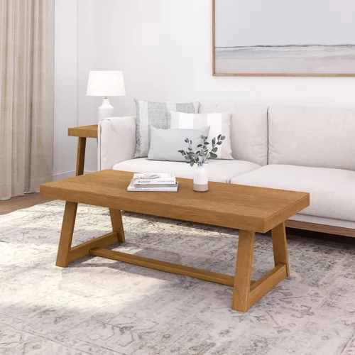 Miniatura 22 de Plank+Beam Mesa auxiliar rectangular clásica, mesa de centro de granja de 40 pulgadas, mini mesas centrales para espacios pequeños, mesa de té
