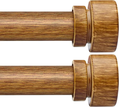 Miniatura 21 de Lootkell Barras de cortina de madera para ventanas de 66 a 120 pulgadas de diámetro, bohemio, decorativo, resistente, largo, ajustable, con diseño