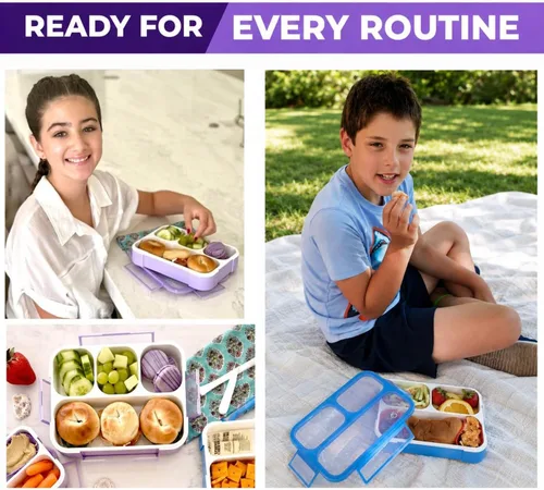 Miniatura 7 de Rainbow Unicorn Sports Bento - Fiambrera para niños, mujeres, niñas, niños, porción de aperitivos para niños pequeños, preescolares, almuerzos