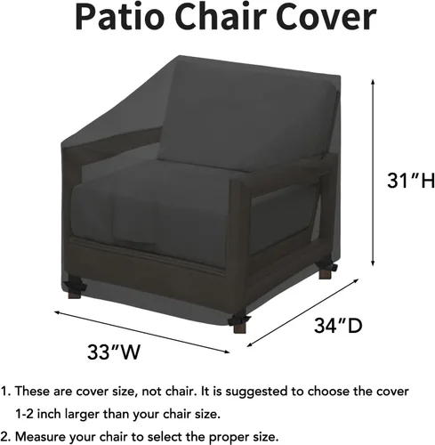 Miniatura 3 de Easy-Going Funda impermeable para silla de patio, resistente a los rayos UV, para exteriores, resistente a la intemperie, con costuras selladas