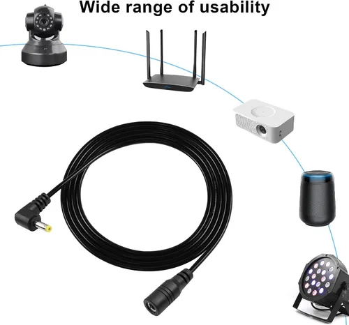 Miniatura 3 de GINTOOYUN DC4017 Cable de extensión de alimentación 22AWG DC 0.157 in x 0.067 in ángulo recto macho a hembra Cable adaptador de corriente para PSP