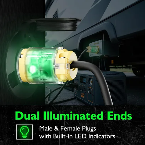 Miniatura 2 de 1 paquete de extremos de repuesto para cable de extensión de 20 amperios iluminados 120-125 voltios, NEMA 5-20R, 2 polos 3 cables, hoja recta