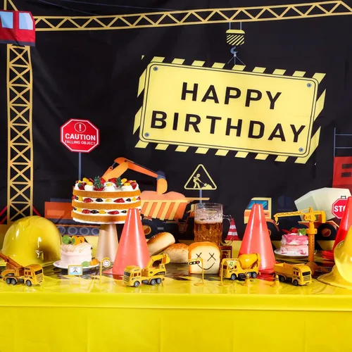 Miniatura 5 de Remagr - Paquete de 3 manteles de construcción para fiesta de cumpleaños, 51 x 71 pulgadas, manteles de plástico desechables impermeables