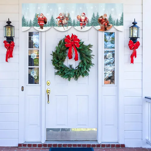Miniatura 7 de AerWo Bufandas de mantel de Navidad de 79 x 20 pulgadas, decoraciones de Navidad para chimenea, cubierta de chimenea de Navidad de Papá Noel