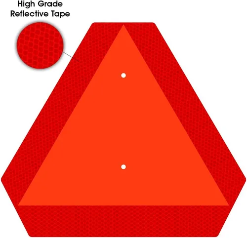 Miniatura 2 de Ignixia Letrero de vehículo de movimiento lento, letreros triangulares de aluminio de movimiento lento de aluminio, 14 x 16 pulgadas, base naranja