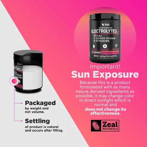 Miniatura 7 de Zeal Electrolyte Powder - 90 porciones Polvo de electrolitos Keto Cero azúcar, BCAA, vitaminas B Potasio, zinc, magnesio Bebida