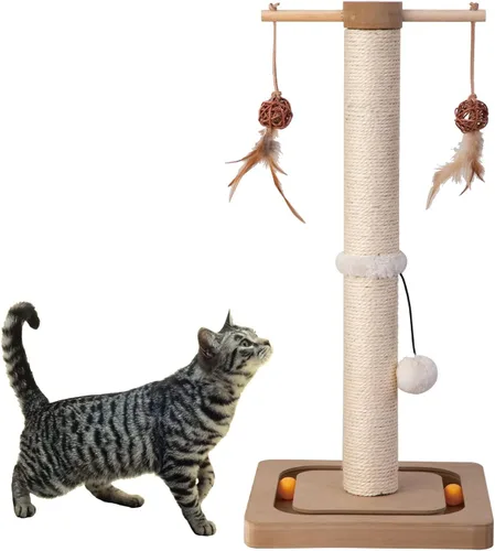 PEEKAB Poste rascador para gatos de alta calidad, rascadores de sisal con juguetes interactivos de seguimiento, rascador vertical para gatos y