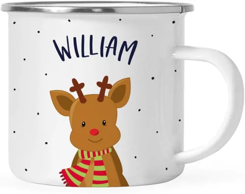 Miniatura 16 de Andaz Press Taza de café de acero inoxidable con nombre personalizado de 11 onzas para niños, diseño de búho azul festivo, 1 paquete, taza