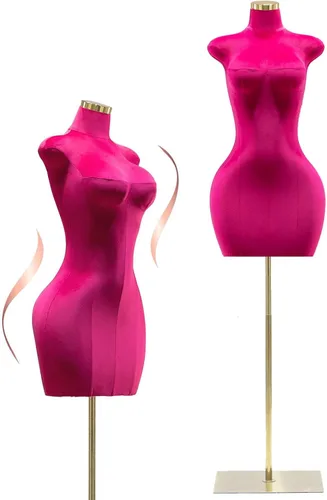 Torso de maniquí femenino con curvas de tamaño grande, forma de vestido de cuerpo ajustable con base cuadrada de metal, pantalla de cuerpo completo