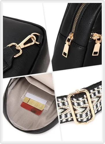 Miniatura 6 de WSRYDLDJ - Bolso bandolera pequeño de cuero para mujer, Negro Bo
