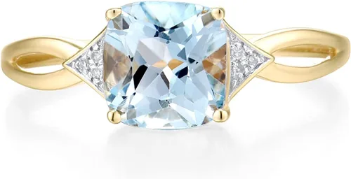 Miniatura 2 de Santuzza Anillo de oro macizo de 10 quilates con piedras preciosas solitarias para mujer