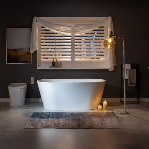 Miniatura 5 de WOODBRIDGE Bañera de acrílico independiente de 59", bañera de remojo contemporánea, acrílico blanco