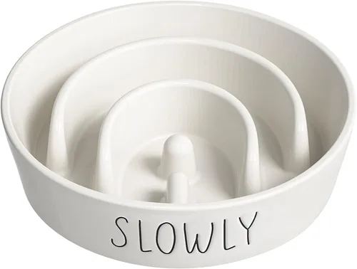 Miniatura 13 de Comedero Lento para Perros, Tazón de Cerámica de 3 Tazas con Laberinto para Perros Medianos/Grandes – Plato Antideslizante Blanco para Mascotas
