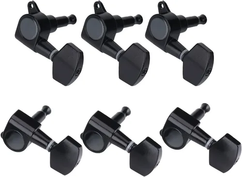 Miniatura 7 de 3 pares de clavijas de guitarra, 3L 3R negro cerrado de aleación de zinc cabezales de máquina para guitarra folk/eléctrica accesorios de actuación
