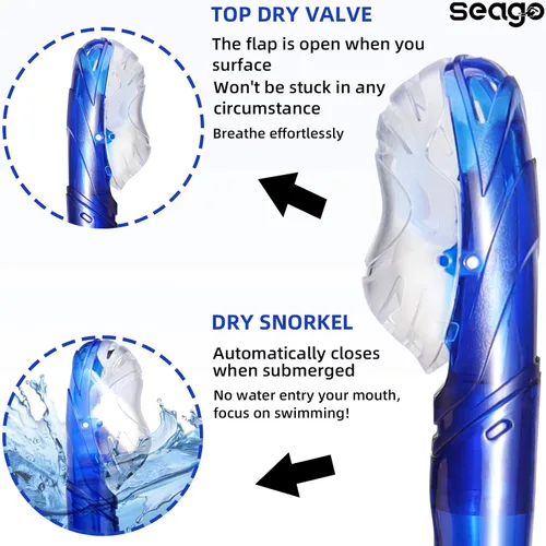 Miniatura 7 de Seago Swim Snorkel for Lap Swimming, Dry Top Front Swimmer Gear for Adult Youth, Training Equipment in Pool and Open Water with Comfy Easy to Adjust