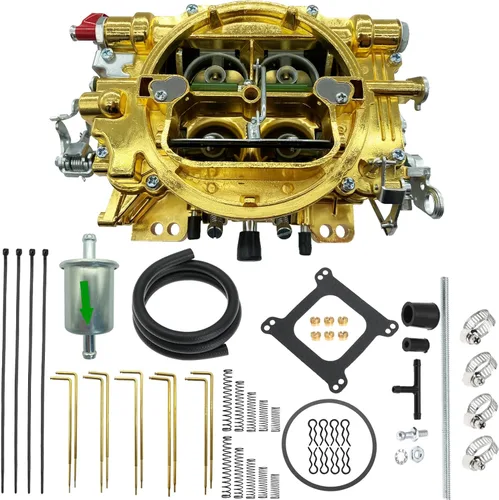 9905 Reemplazo de carburador de 4 barriles para brida cuadrada de carburador de estrangulador manual de 600 CFM (dorado)