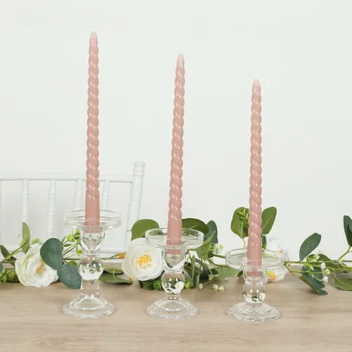 Miniatura 34 de Efavormart 12 Pack 11" Velas cónicas de cera de parafina de rosa mate de color oro rosa de alta calidad, velas de cena largas sin aroma, con mecha
