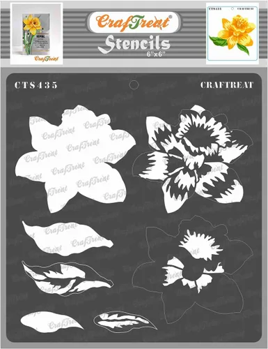 CrafTreat Plantillas de flores en capas para pintar en madera, pared, azulejos, lienzo, papel, tela y piso, plantilla de narciso en capas, 6 x 6