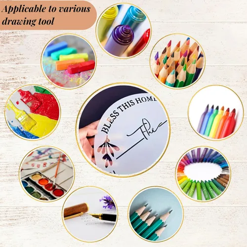 Miniatura 7 de Plantillas de bienvenida para pintar sobre madera, plantillas redondas de 12" para pintar, plantilla para manualidades, plantillas de dibujo
