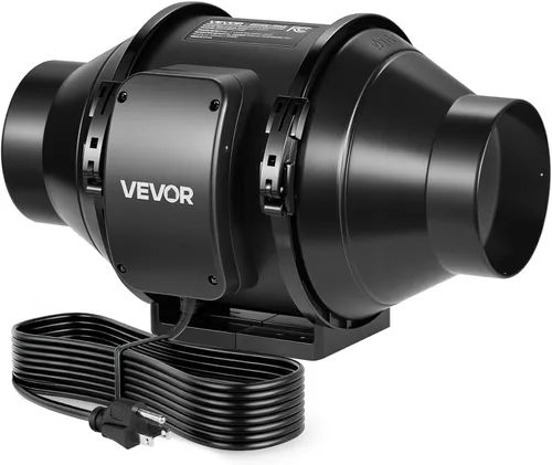 Miniatura 10 de VEVOR Kit de filtración de aire de 4 pulgadas, ventilador de conducto en línea de 180 CFM con controlador de velocidad, filtro de carbono y sistema